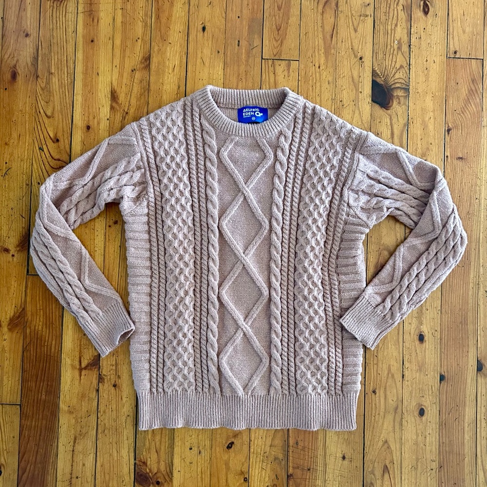 Women’s Aelfric Eden Dusty Rose Cable Knit Sweater Size M Y2K Rory Gilmore